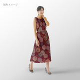 Japanese Cotton – Kasuri-Style Floral Rings, Deep Burgundy (Length) 1=0.25yard