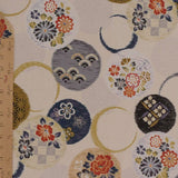 Japanese Cotton – Kasuri-Style Floral Rings, Dusty Ivory (Length) 1=0.25yard