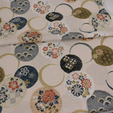 Japanese Cotton – Kasuri-Style Floral Rings, Dusty Ivory (Length) 1=0.25yard
