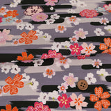 Cotton – Cherry Blossoms and Misty Cloud Bands, Black (Length) 1=0.25yard