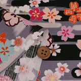 Cotton – Cherry Blossoms and Misty Cloud Bands, Black (Length) 1=0.25yard