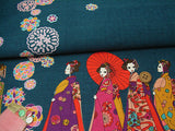 Maiko Girls on a Walk - Blue-Green (Length) 1=0.25yard