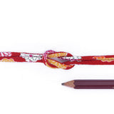 Chirimen Fabric Cord - 1/9in Small Colorful Mums on Red (Quantity) 1=1yard