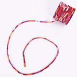 Chirimen Fabric Cord - 1/9in Small Colorful Mums on Red (Quantity) 1=1yard