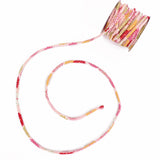 Chirimen Fabric Cord - 1/9in Small Colorful Mums on Pink (Quantity) 1=1yard