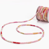 Chirimen Fabric Cord - 1/9in Small Colorful Mums on Pink (Quantity) 1=1yard