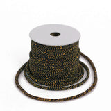 Chirimen Fabric Cord - 1/9in Golden Brown Wave Pattern on Black (Quantity) 1=1yard