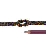 Chirimen Fabric Cord - 1/9in Golden Brown Wave Pattern on Black (Quantity) 1=1yard