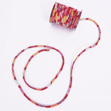 Chirimen Fabric Cord - 1/8in Small Colorful Mums on Red (Quantity) 1=1yard
