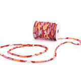 Chirimen Fabric Cord - 1/8in Small Colorful Mums on Red (Quantity) 1=1yard