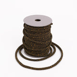 Chirimen Fabric Cord - 1/8in Golden Brown Wave Pattern on Black (Quantity) 1=1yard