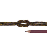 Chirimen Fabric Cord - 1/8in Golden Brown Wave Pattern on Black (Quantity) 1=1yard