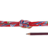Chirimen Fabric Cord - 1/3in Red Small Waves (Quantity) 1=1yard