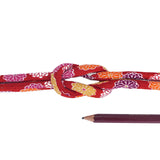 Chirimen Fabric Cord - 1/3in Small Colorful Mums on Red (Quantity) 1=1yard