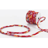 Chirimen Fabric Cord - 1/3in Small Colorful Mums on Red (Quantity) 1=1yard