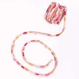 Chirimen Fabric Cord - 1/3in Small Colorful Mums on Pink (Quantity) 1=1yard
