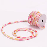 Chirimen Fabric Cord - 1/3in Small Colorful Mums on Pink (Quantity) 1=1yard