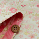 Nishijin-ori Brocade Cherry Blossoms & Butterflies on Streams - Ivory/Pink (Length) 1＝0.25yard