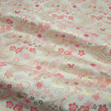 Nishijin-ori Brocade Cherry Blossoms & Butterflies on Streams - Ivory/Pink (Length) 1=0.25yard