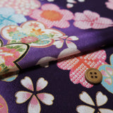 Elegant Ume and Cherry Blossoms on Dark Purple (Length) 1=0.25yard