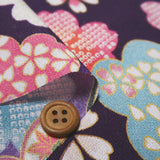 Elegant Ume and Cherry Blossoms on Dark Purple (Length) 1=0.25yard