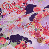 Flowers on Wave Pattern - Purple (Length) 1=0.25yard