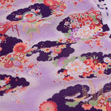 Flowers on Wave Pattern - Purple (Length) 1=0.25yard