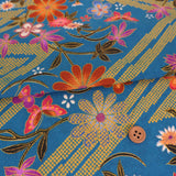 Flowers & Butterflies with Zig Zag Kanoko Dots - Blue (Length) 1=0.25yard
