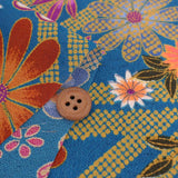 Flowers & Butterflies with Zig Zag Kanoko Dots - Blue (Length) 1=0.25yard