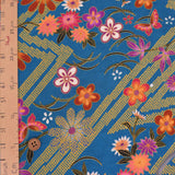 Flowers & Butterflies with Zig Zag Kanoko Dots - Blue (Length) 1=0.25yard