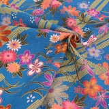 Flowers & Butterflies with Zig Zag Kanoko Dots - Blue (Length) 1=0.25yard