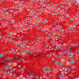 Shadowy Cherry Blossoms with Temari Ball on Red (Length) 1=0.25yard