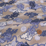 Polyester Chirimen Crepe Flying Dragons in Gray (Length) 1=0.25yard