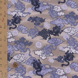 Polyester Chirimen Crepe Flying Dragons in Gray (Length) 1=0.25yard