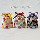 Polyester Chirimen Crepe Small Colorful Mums on Pink (Length) 1=0.25yard