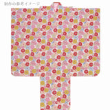 Polyester Chirimen Crepe Colorful Chrysanthemum Blooms White (Length) 1=0.25yard
