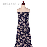 Polyester Chirimen Knit – Floral Elegy in Deep Navy & Ivory (Length) 1=0.25yard