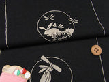 Hand Printed Rabbits of The Four Seasons in Black (Quantity) 1=1row