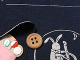 Hand Printed Rabbits of The Four Seasons in Navy (Quantity) 1=1row