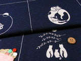 Hand Dyed Playing Cats - Navy (Quantity) 1=1row