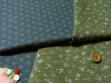 Reversible Cherry Blossoms & Star Pattern - Green/Blue (Length) 1=0.25yard