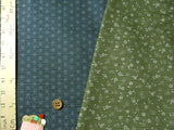 Reversible Cherry Blossoms & Star Pattern - Green/Blue (Length) 1=0.25yard