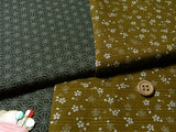 Reversible Cherry Blossoms & Star Pattern - Golden Brown/Dark Green (Length) 1=0.25yard