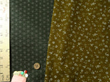 Reversible Cherry Blossoms & Star Pattern - Golden Brown/Dark Green (Length) 1=0.25yard