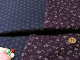 Reversible Cherry Blossoms & Star Pattern - Purple/Dark Navy (Length) 1=0.25yard