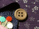 Reversible Cherry Blossoms & Star Pattern - Purple/Dark Navy (Length) 1=0.25yard