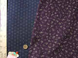 Reversible Cherry Blossoms & Star Pattern - Purple/Dark Navy (Length) 1=0.25yard