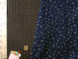 Reversible Cherry Blossoms & Star Pattern - Navy/Dark Brown (Length) 1=0.25yard