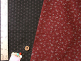 Reversible Cherry Blossoms & Star Pattern - Wine/Black (Length) 1=0.25yard