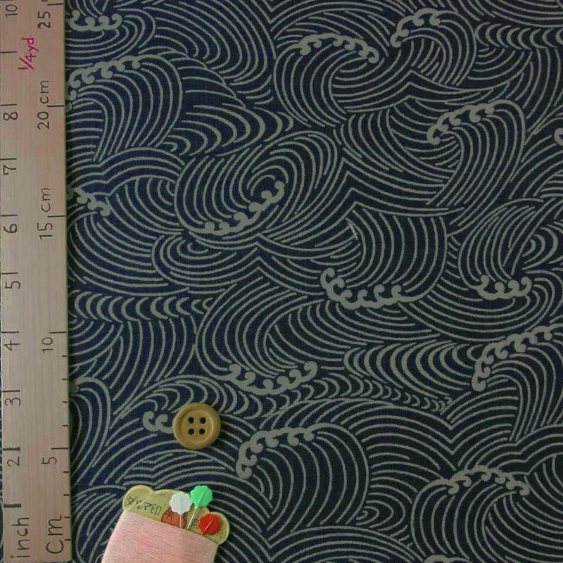 Indigo Dye Style Japanese Waves (Length) 1＝0.25yard